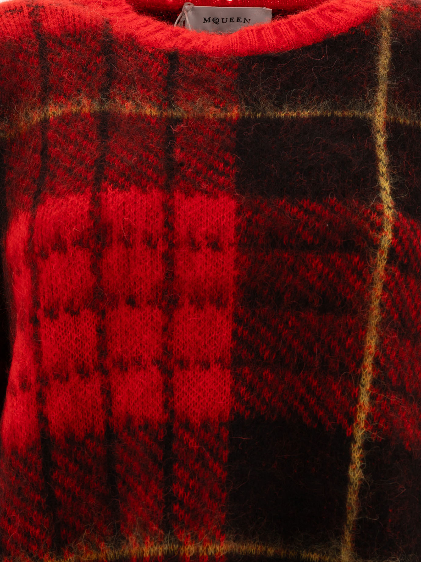 ALEXANDER MCQUEEN Red Tartan Distressed sweater